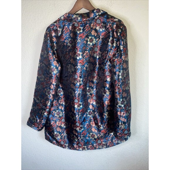 Molly Bracken Premium Floral Metallic Retro Blazer Jacket Medium Women Long City - Picture 6 of 11